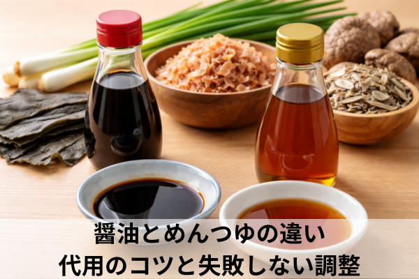醤油とめんつゆの違い|代用のコツと失敗しない調整